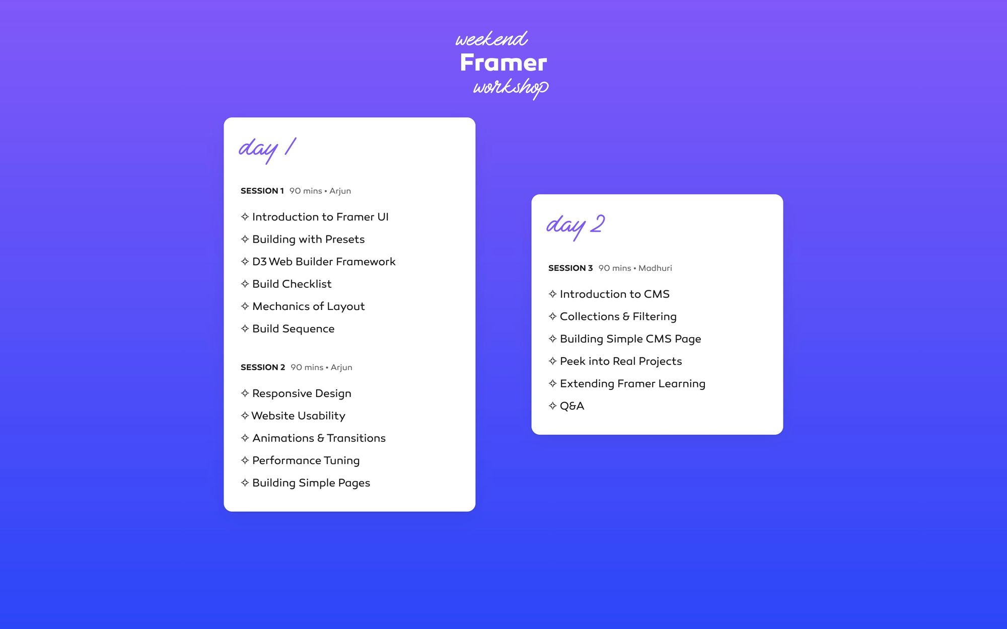 Introducing: The Weekend Framer Workshop
